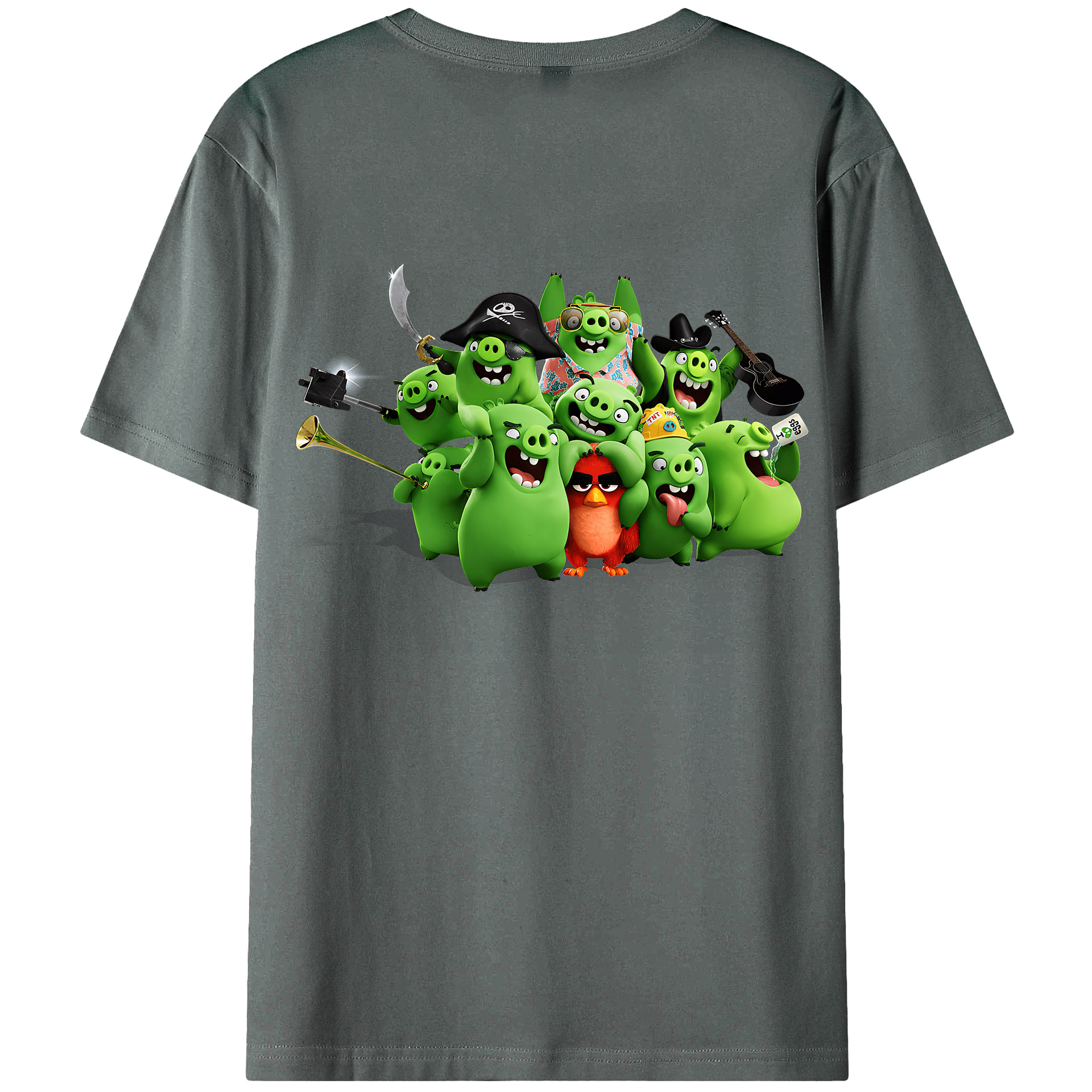 （画像用） Angry Birds アングリーバード 綿100％ メンズ半袖Tシャツ（バックプリント） 通気性